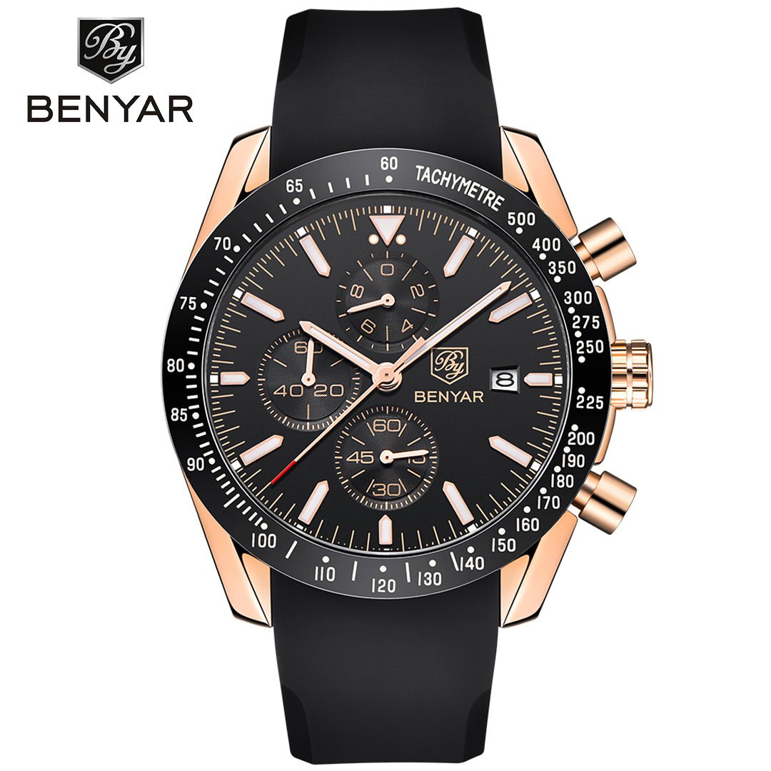 BENYAR BY-5140 New  Men’s Quartz watches Chronograph  Mens Watches Top Brand Luxury Fashion 45mm Military Watch Men Clock