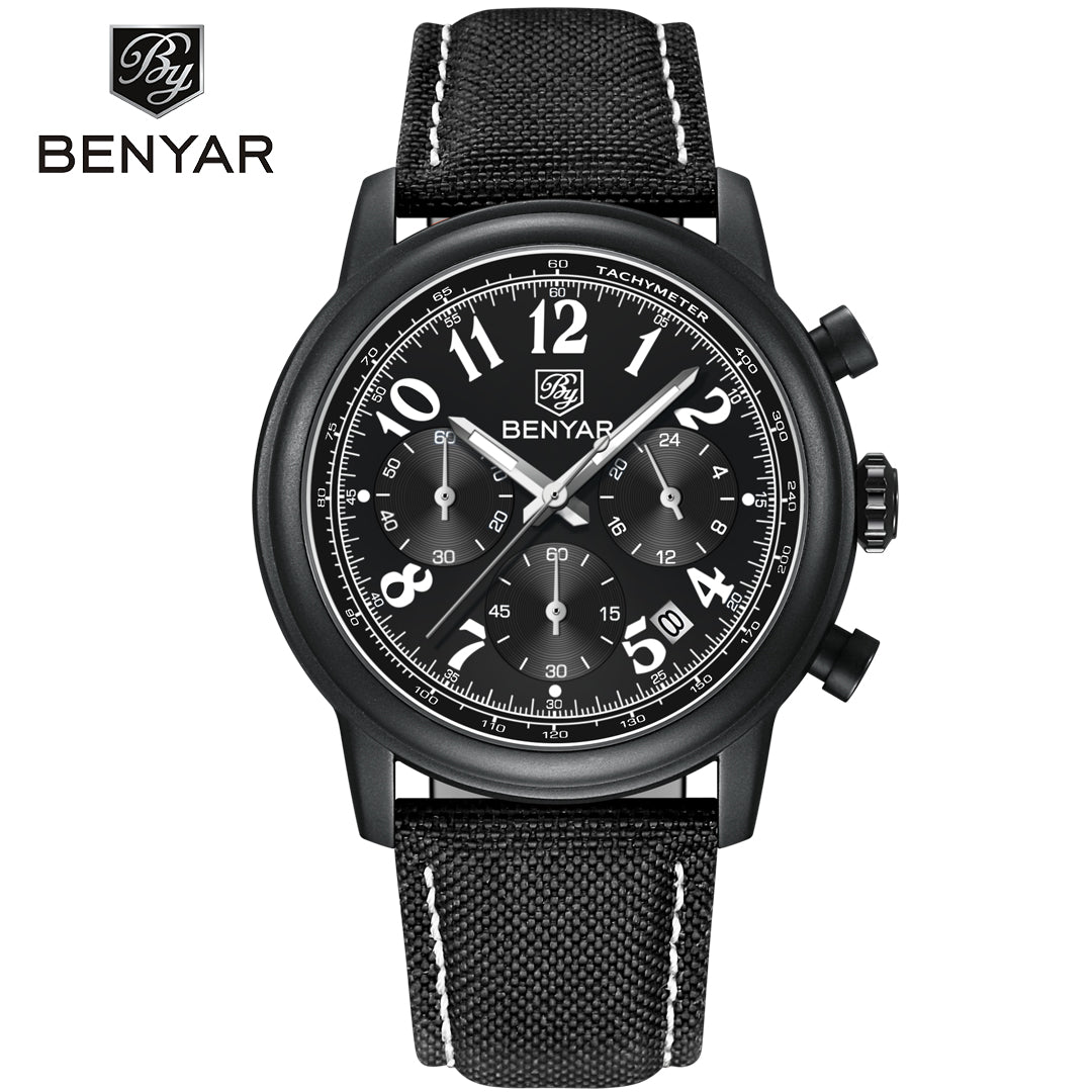 BENYAR BY 5190 Mens Watches Top Brand Luxury Chronograph Sport Quartz Watch  42mm For Men Military Watch Luminous Clock