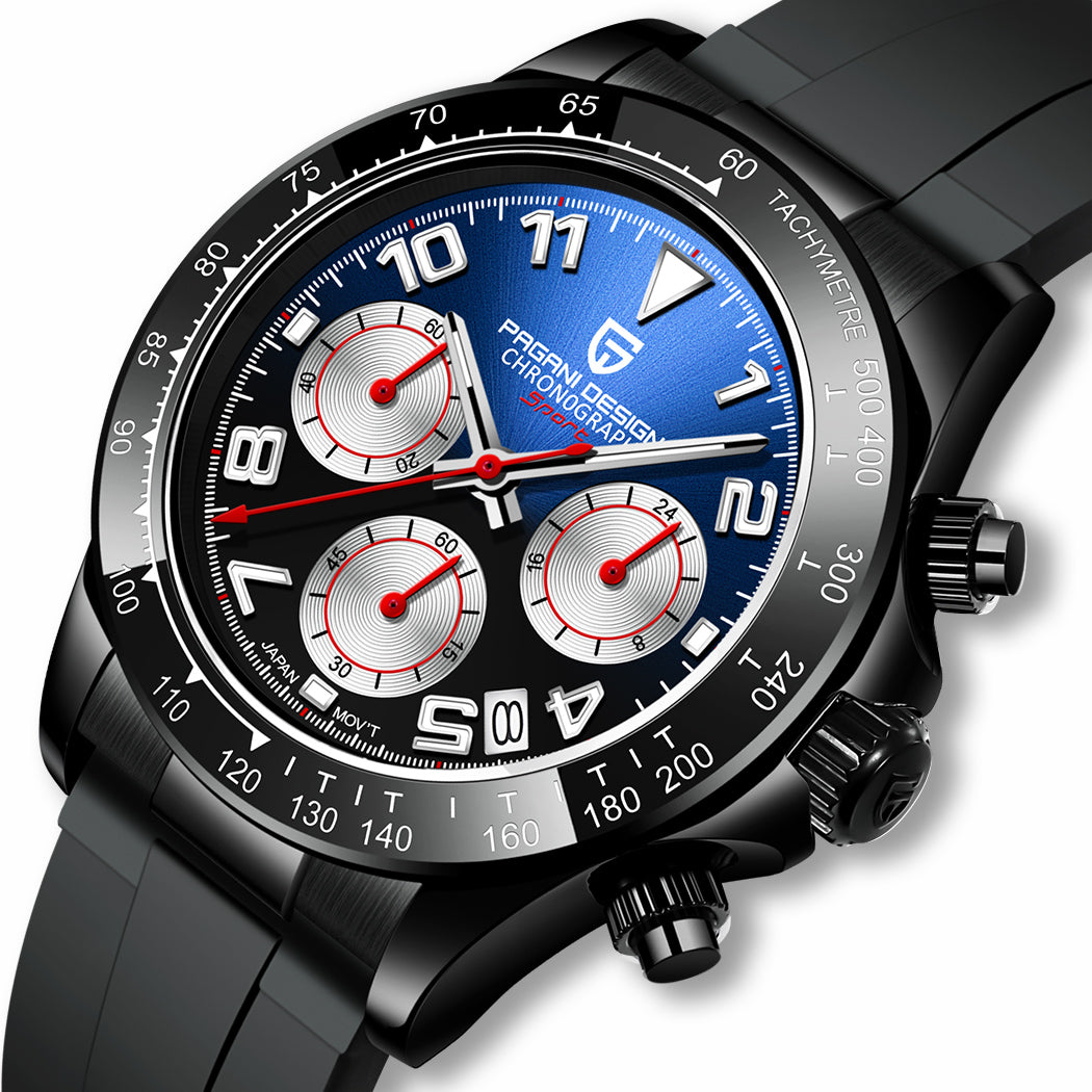 PAGANI DESIGN PD1687 Men's Automatic Watch 40mm Leisure Quartz Watch Silicone Waterproof Ceramic Ring Wristwatch