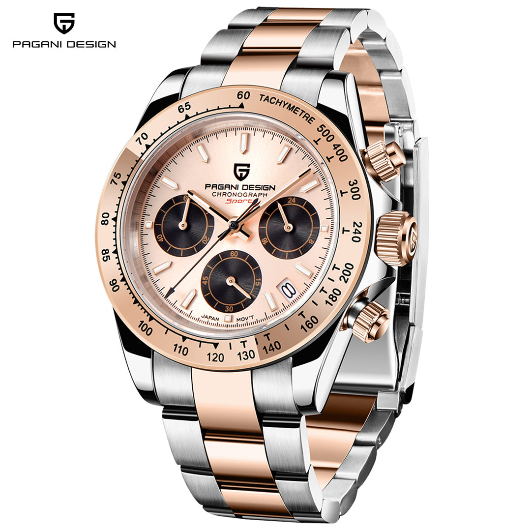 PAGANI DESIGN PD1644 Chronograph Men's Quartz Watches 40mm Stainless Steel Waterproof Panda Wrist Watches for Men