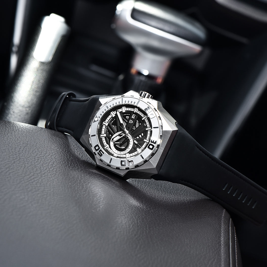 PAGANI DESIGN PD YS007 Men's Automatic Watches Skeleton Stainless Steel Mechanical Sports Watch with Leather Watchband Unique Watch Case Miyota 8217 Movt