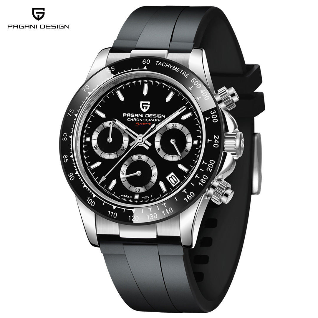 PAGANI DESIGN PD1664 Men's Automatic Quartz Watch 40mm Sports Chronograph Seiko VK63 Movement Silicone Band