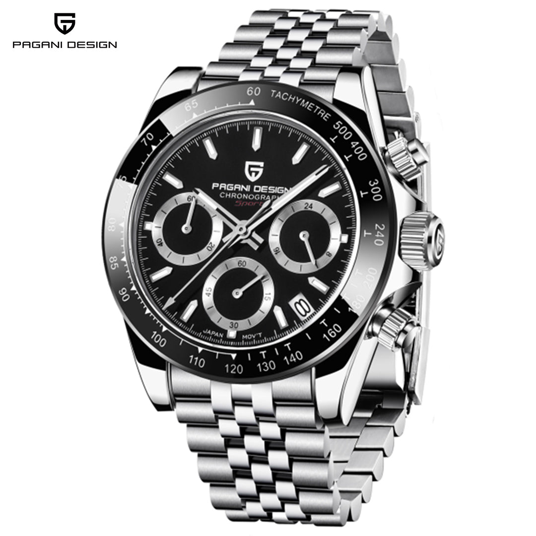 PAGANI DESIGN PD1644 Chronograph Men's Quartz Watches 40mm Stainless Steel Waterproof Panda Wrist Watches for Men