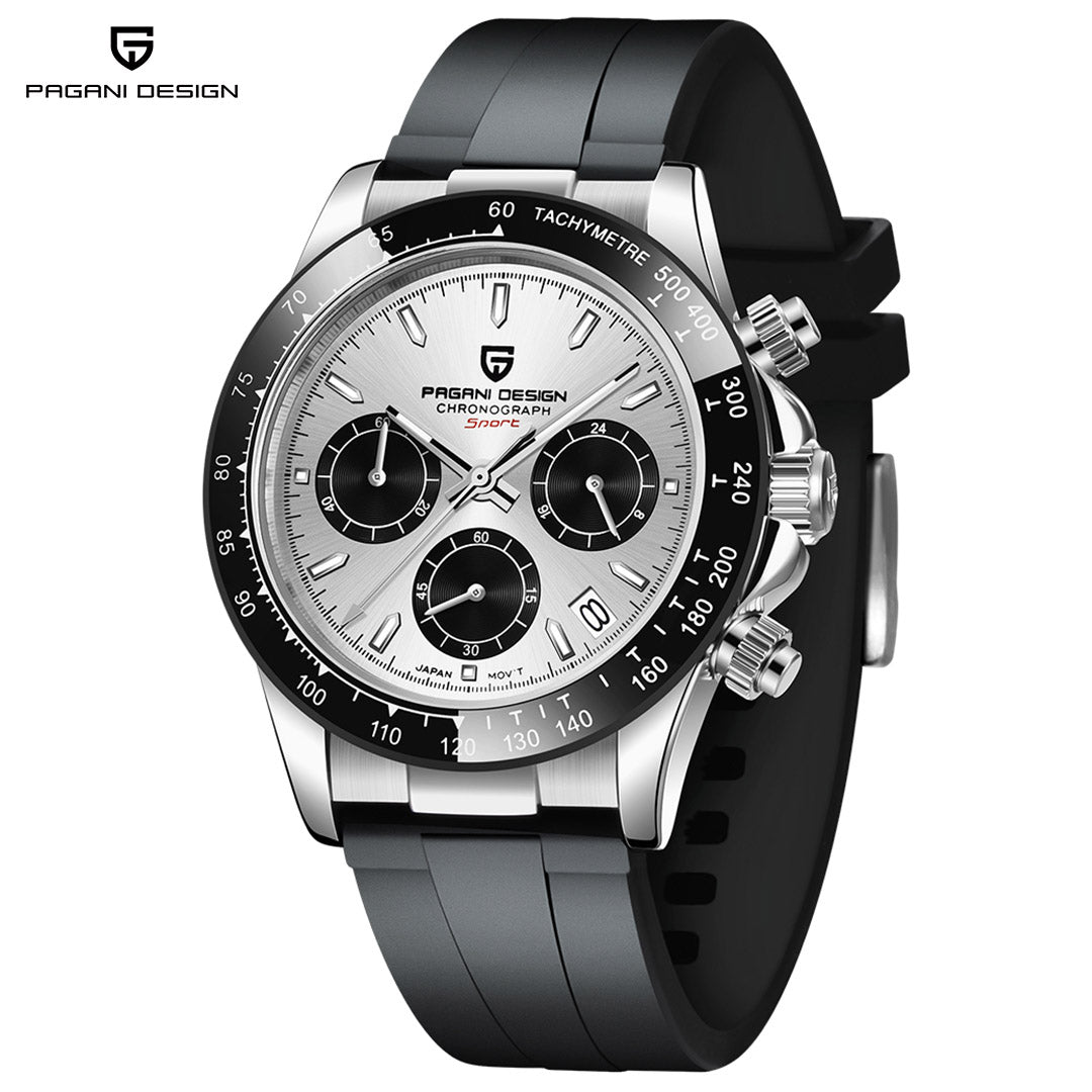 PAGANI DESIGN PD1664 Men's Automatic Quartz Watch 40mm Sports Chronograph Seiko VK63 Movement Silicone Band