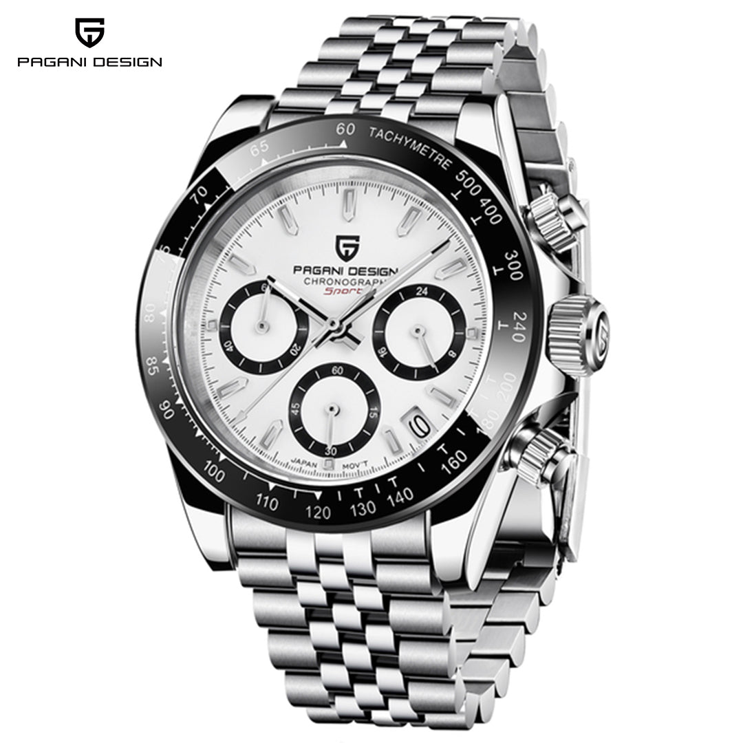 PAGANI DESIGN PD1644 Chronograph Men's Quartz Watches 40mm Stainless Steel Waterproof Panda Wrist Watches for Men