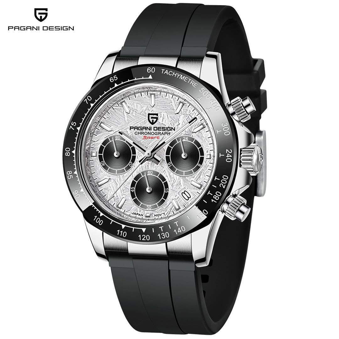 PAGANI DESIGN PD1664 Men's Automatic Quartz Watch 40mm Sports Chronograph Seiko VK63 Movement Silicone Band