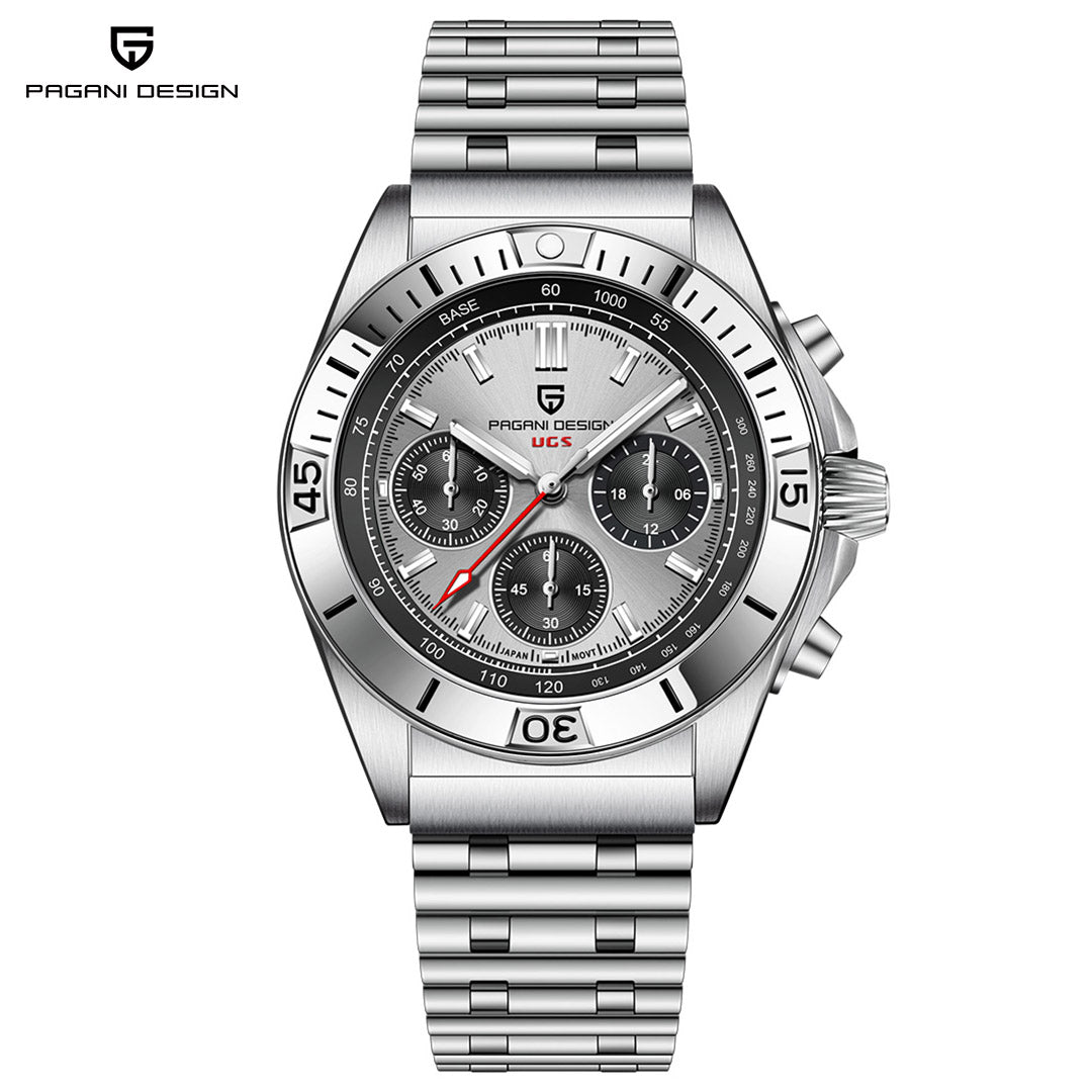 PAGANI DESIGN PD 1705 Men's Quartz Watch 42mm Stainless Steel Waterproof Chronograph Men's Sports Watch