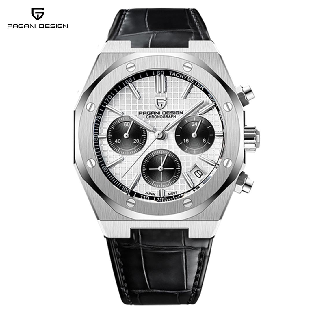 PAGANI DESIGN PD1707 Men's Sports Quartz Watches 40mm New Chronograph Wrist Watch for Men Sapphire Stainless Steel Leather Watchband Waterproof Business Dress Wristwatch